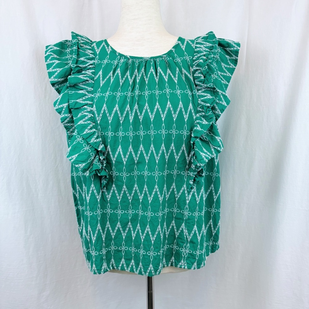 NWT Universal Thread Green Ruffle Blouse Large